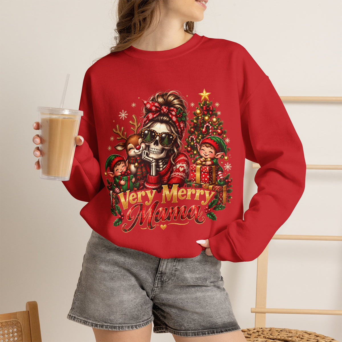 Very Merry Mama Christmas Family Design Sweatshirt