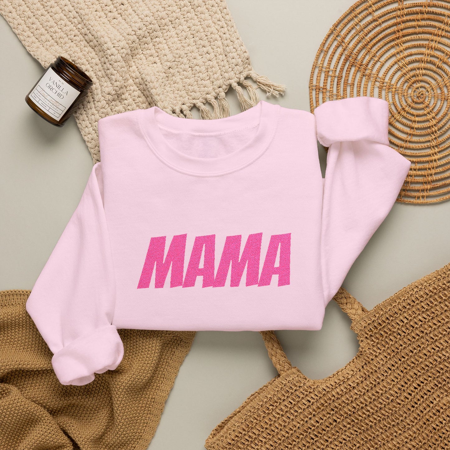 Pink Glitter MAMA Crewneck Sweatshirt | Mama Mom Mother's Day Top