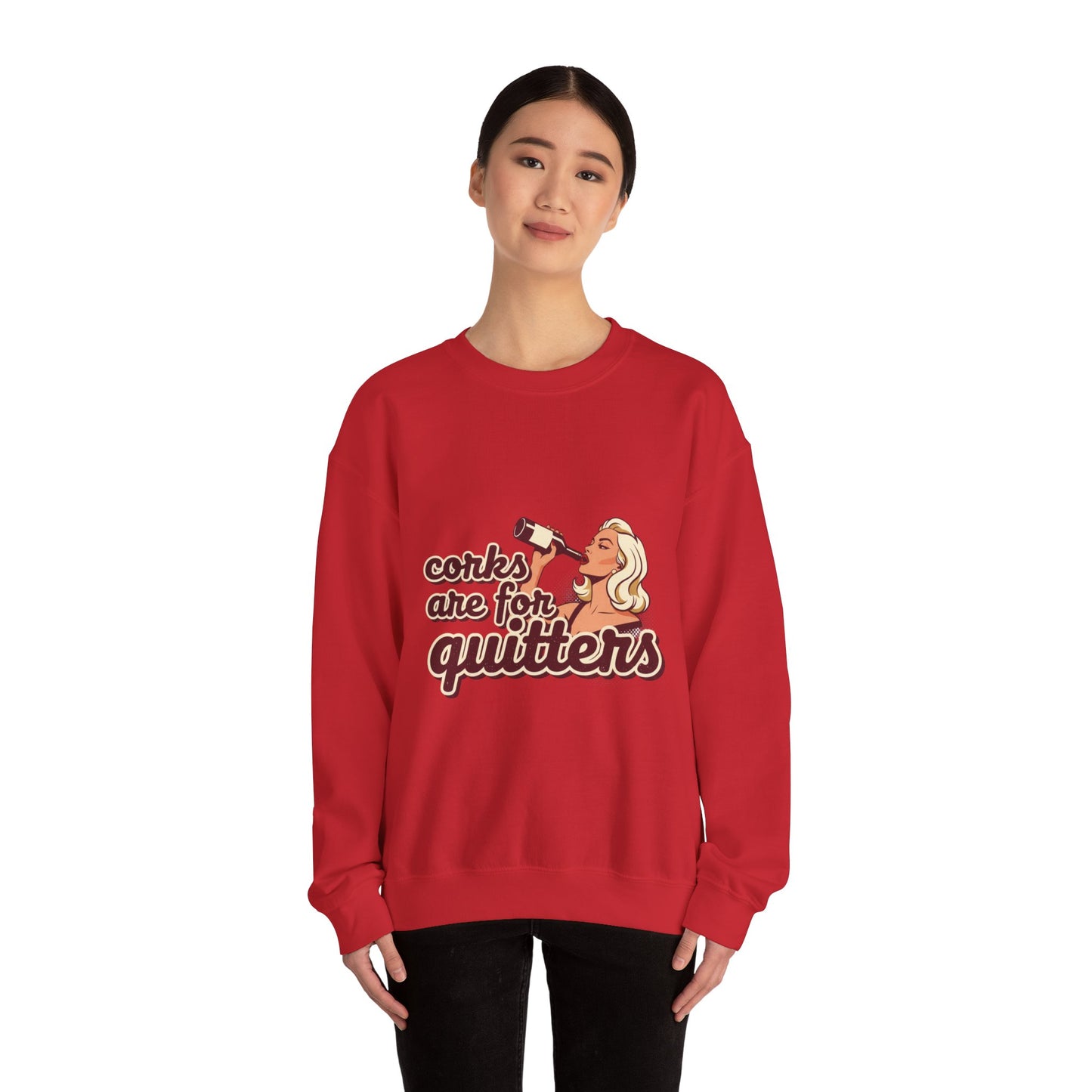 Corks Are For Quitters sweatshirt | Funny Retro Woman Drinking Design
