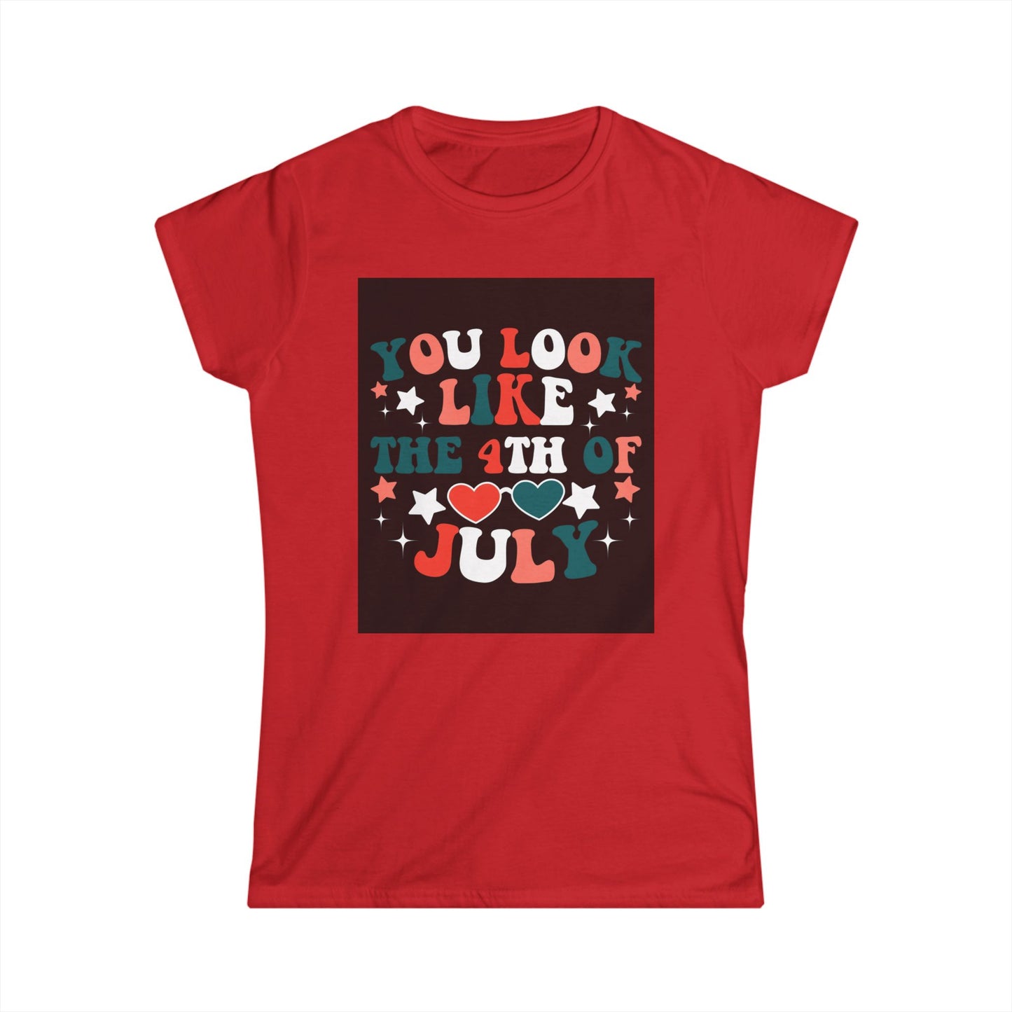Fourth of July Women’s Tee, Patriotic Softstyle T-Shirt, Summer Celebration Top, Independence Day Apparel, 4th of July Gift