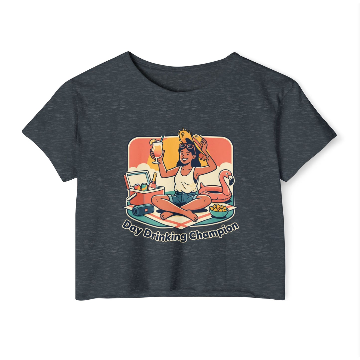 Day Drinking Champion Crop Top — Women's Festival Summer Tee