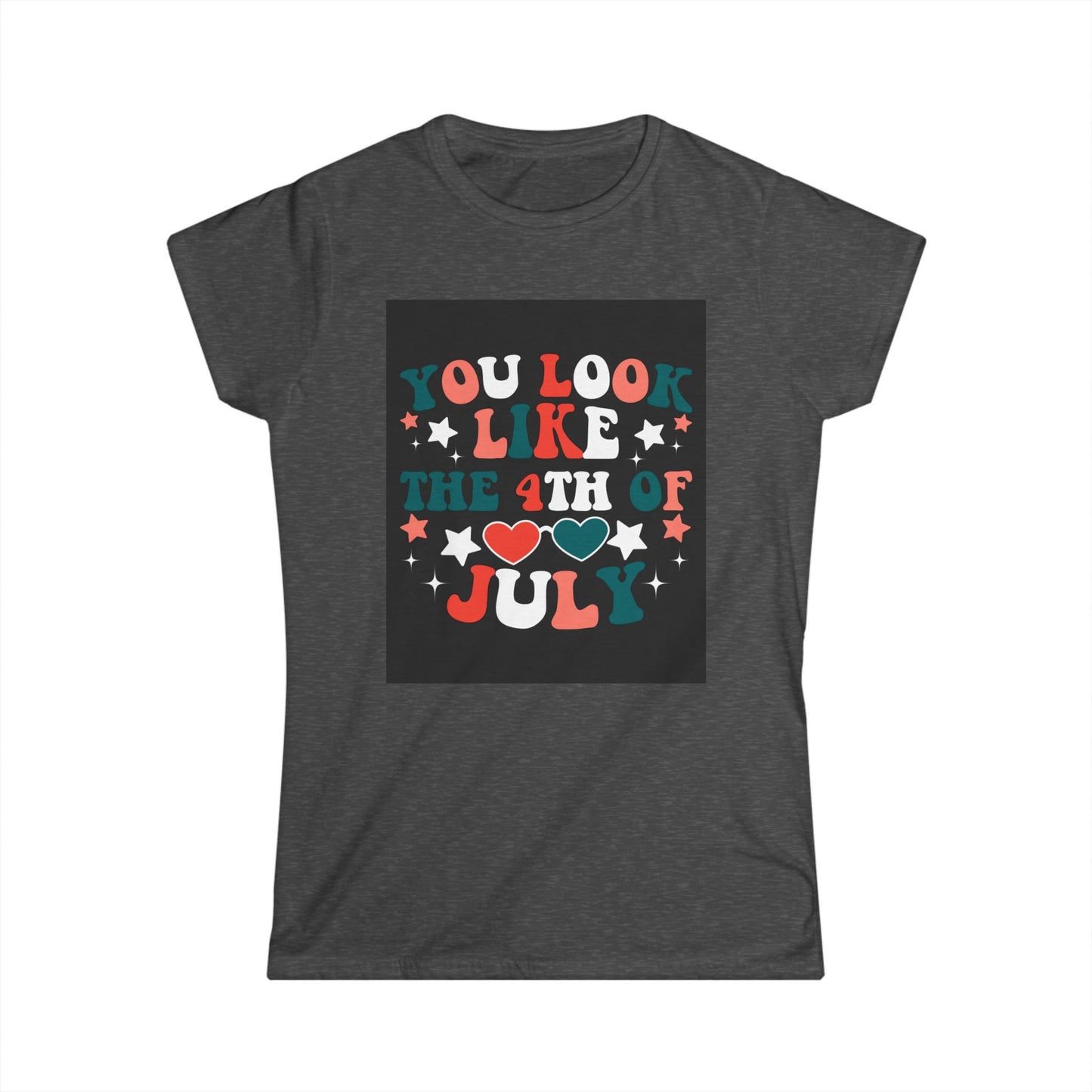 Fourth of July Women’s Tee, Patriotic Softstyle T-Shirt, Summer Celebration Top, Independence Day Apparel, 4th of July Gift