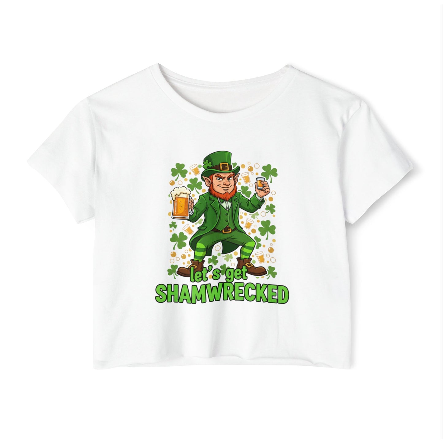 Let’s Get Shamwrecked Leprechaun Shamrock Crop Top | St. Patrick’s Day