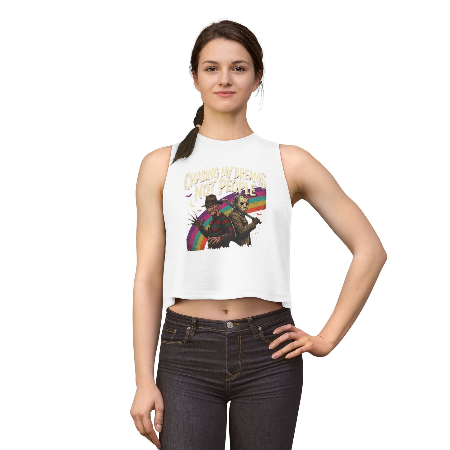 Chasing My Dreams Not People Crop Top | Retro Horror Movie Mashup