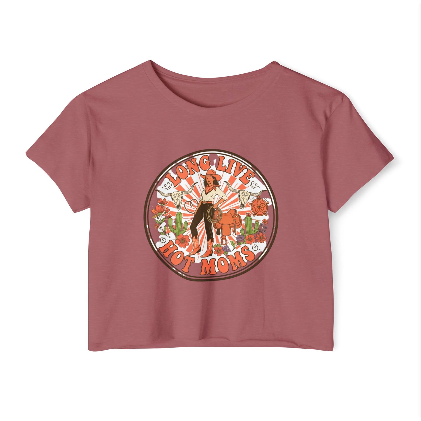 Long Live Hot Moms Crop Top | Retro Floral Pinup Mom Design, mom tee