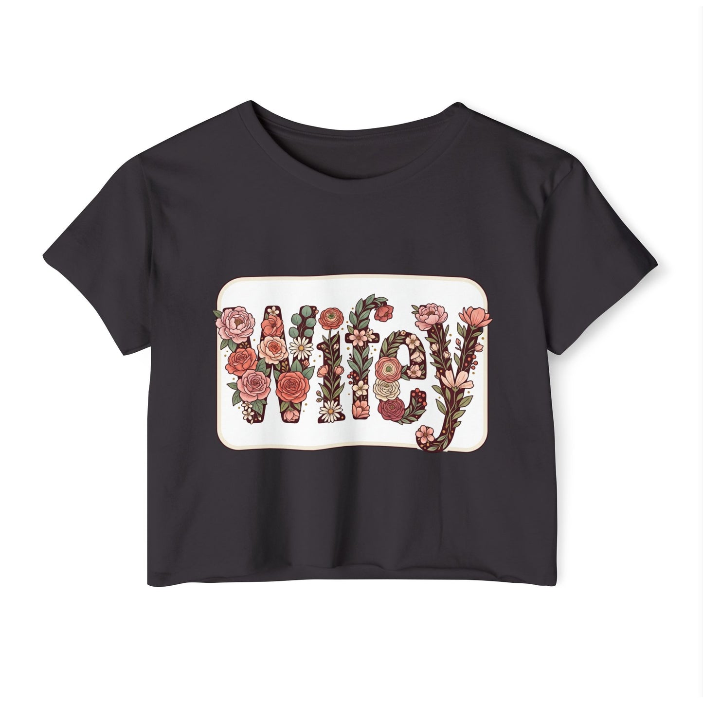 Women's 'Wifey' Floral Crop Top — Boho Festival Graphic Tee