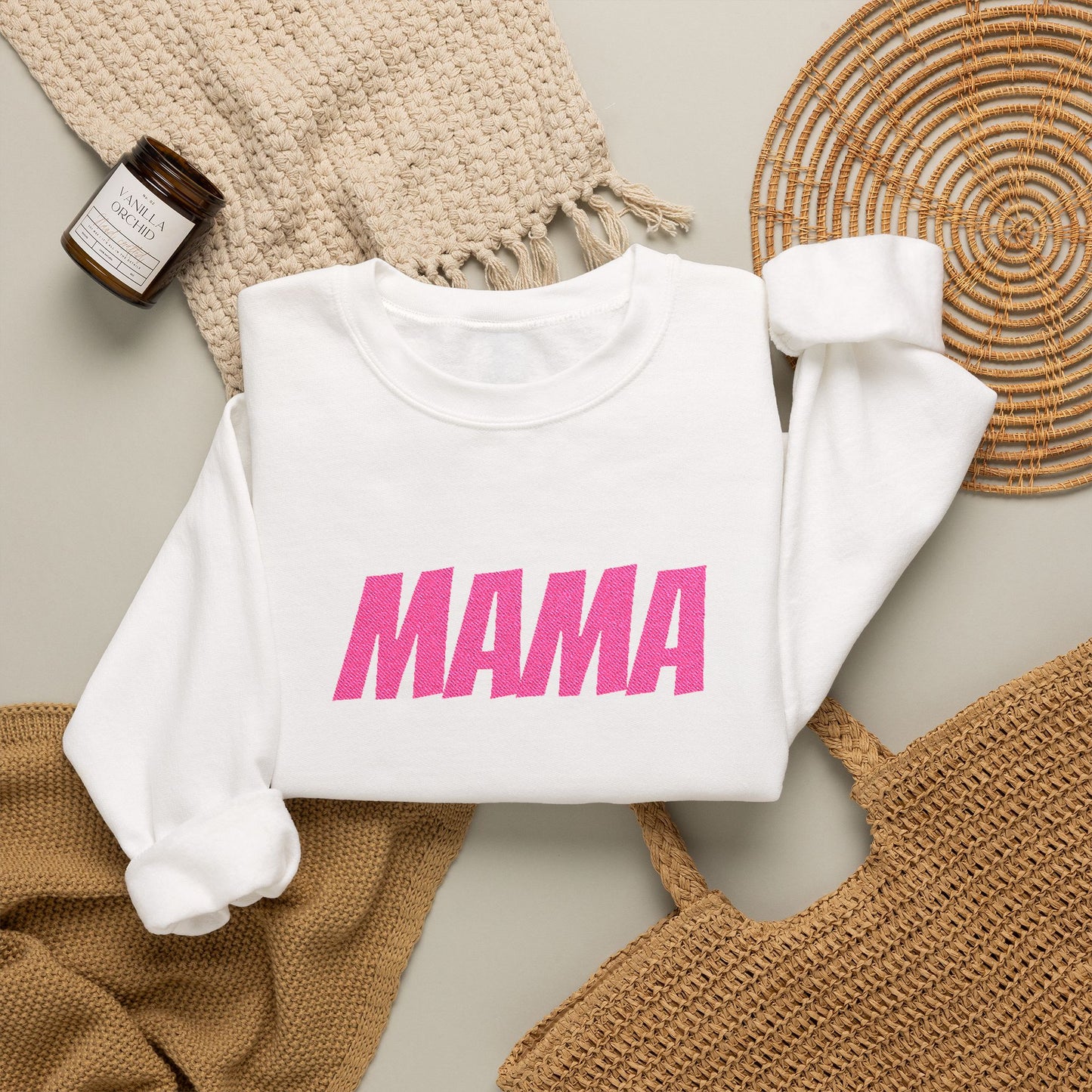 Pink Glitter MAMA Crewneck Sweatshirt | Mama Mom Mother's Day Top