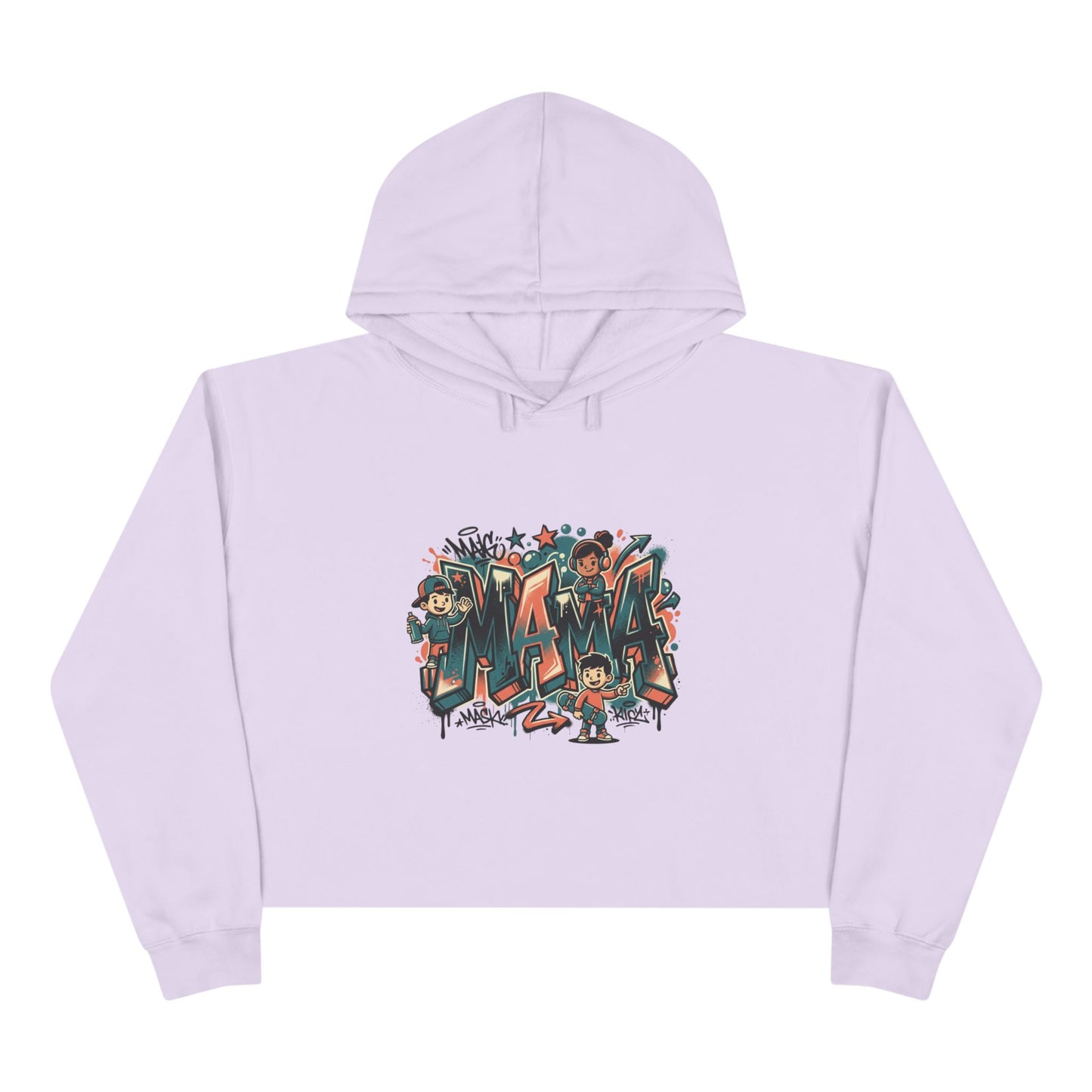 Graffiti Mural Cartoon Characters Crop Hoodie | Urban Street Art, Colorful Lettering