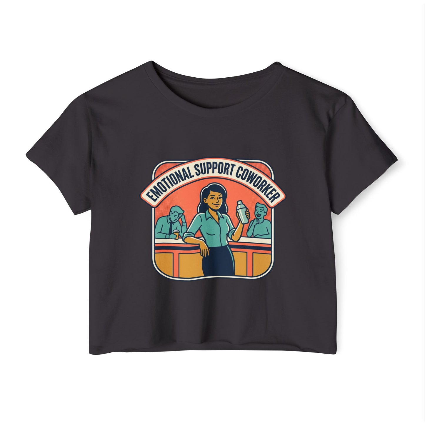 Emotional Support Coworker Crop Top — Retro Office Lady Festival Tee
