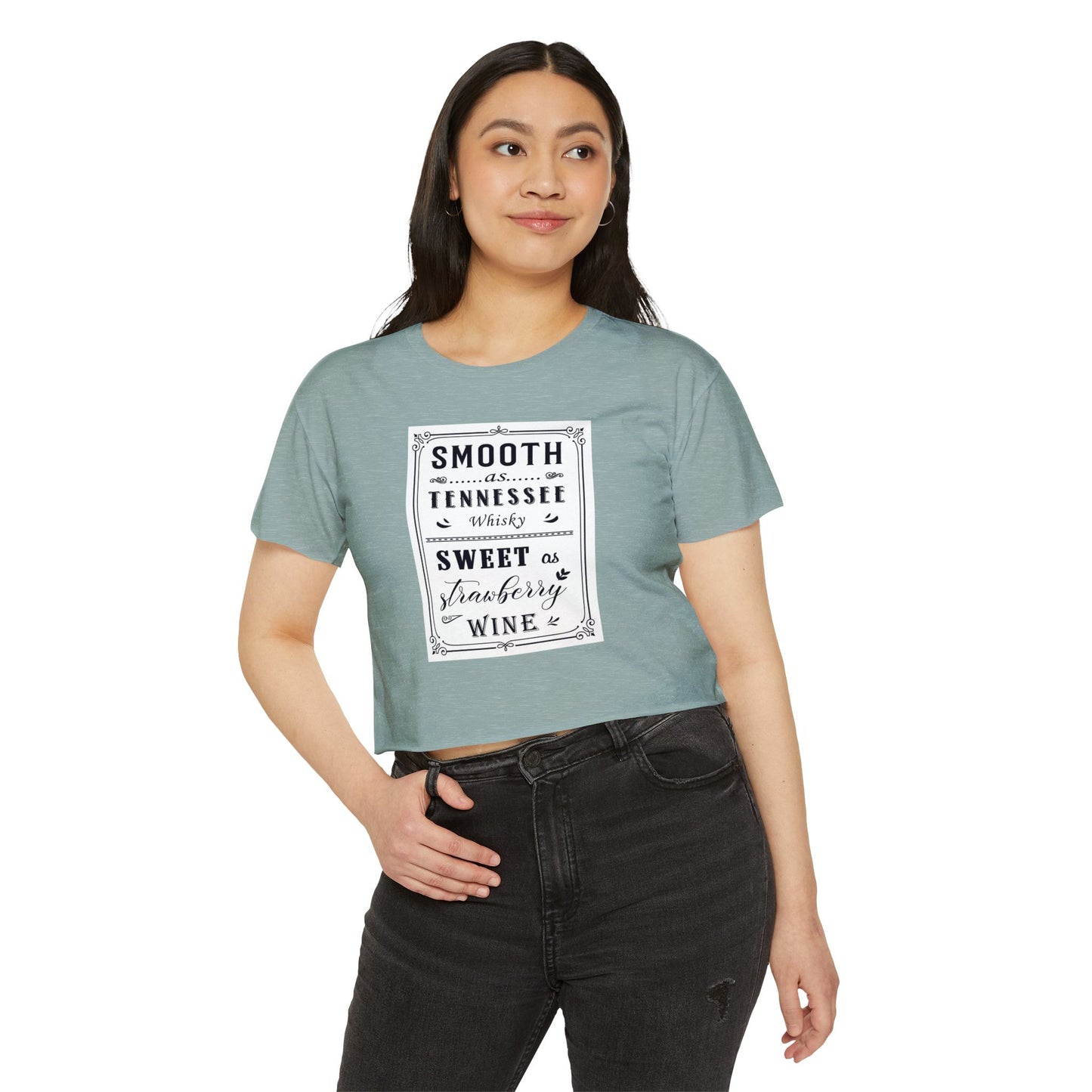 Crop Top — "Smooth as Tennessee Whiskey, Sweet as Strawberry Wine" Vintage Graphic