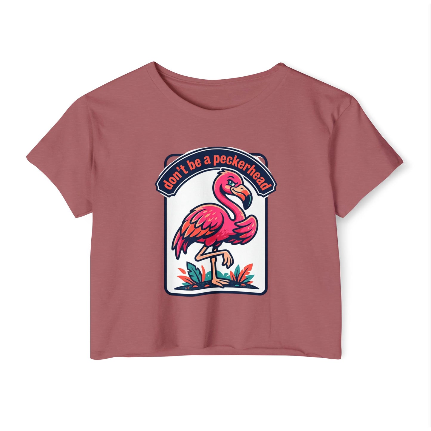 Flamingo 'Don't Be a Peckerhead' Festival Crop Top