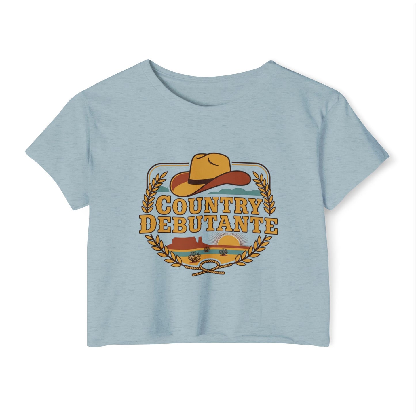 Country Debutante crop top | Cowgirl hat western logo, festival crop