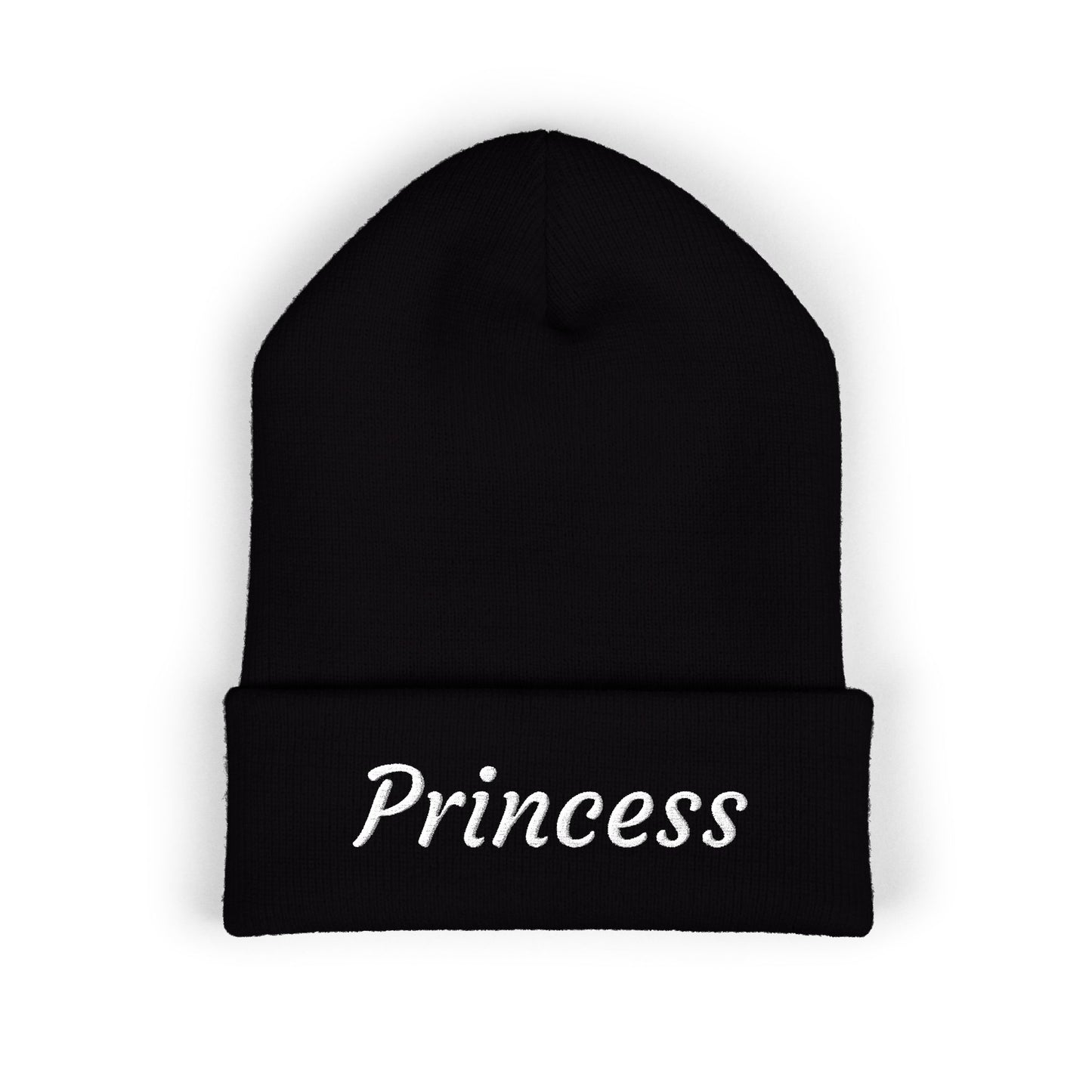 Princess embroidered beanie, cuffed hat, knit winter cap