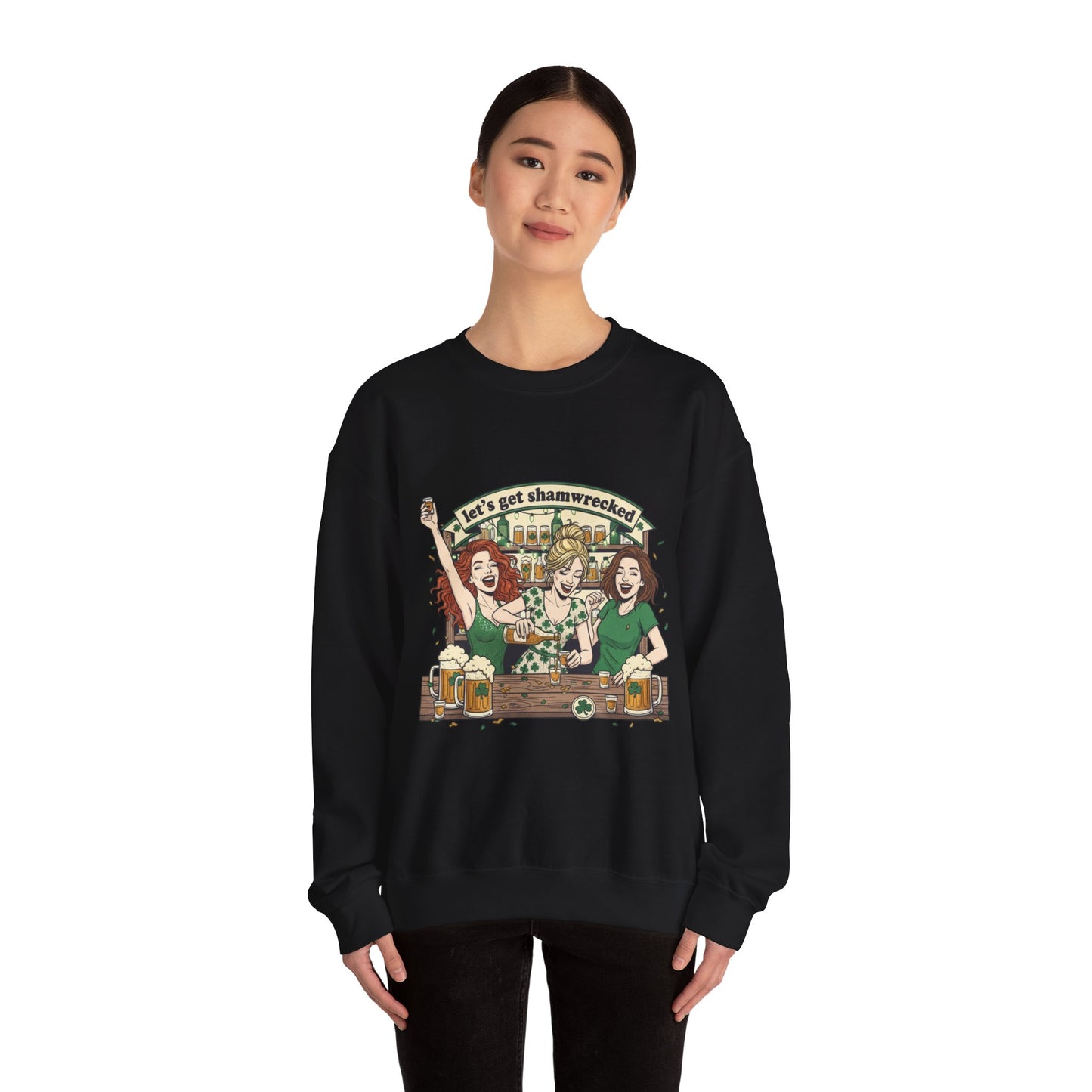 Let's Get Shamrocked Irish Pub Party Sweatshirt | St. Patrick's Day Beer Girls
