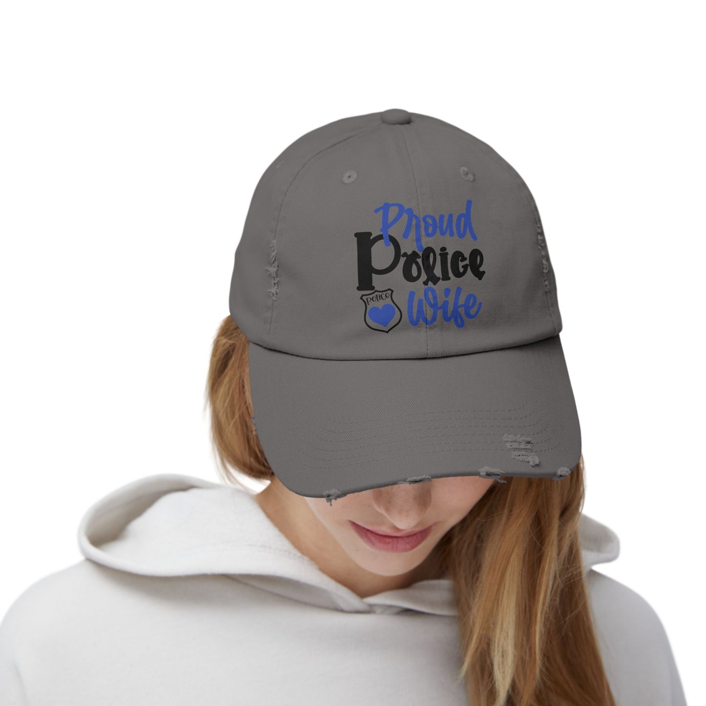 Proud Police Wife Cap, Unisex Distressed Cap for Police Family, Supportive Police Wife Gift, Casual Everyday Hat, Unique Law [...]