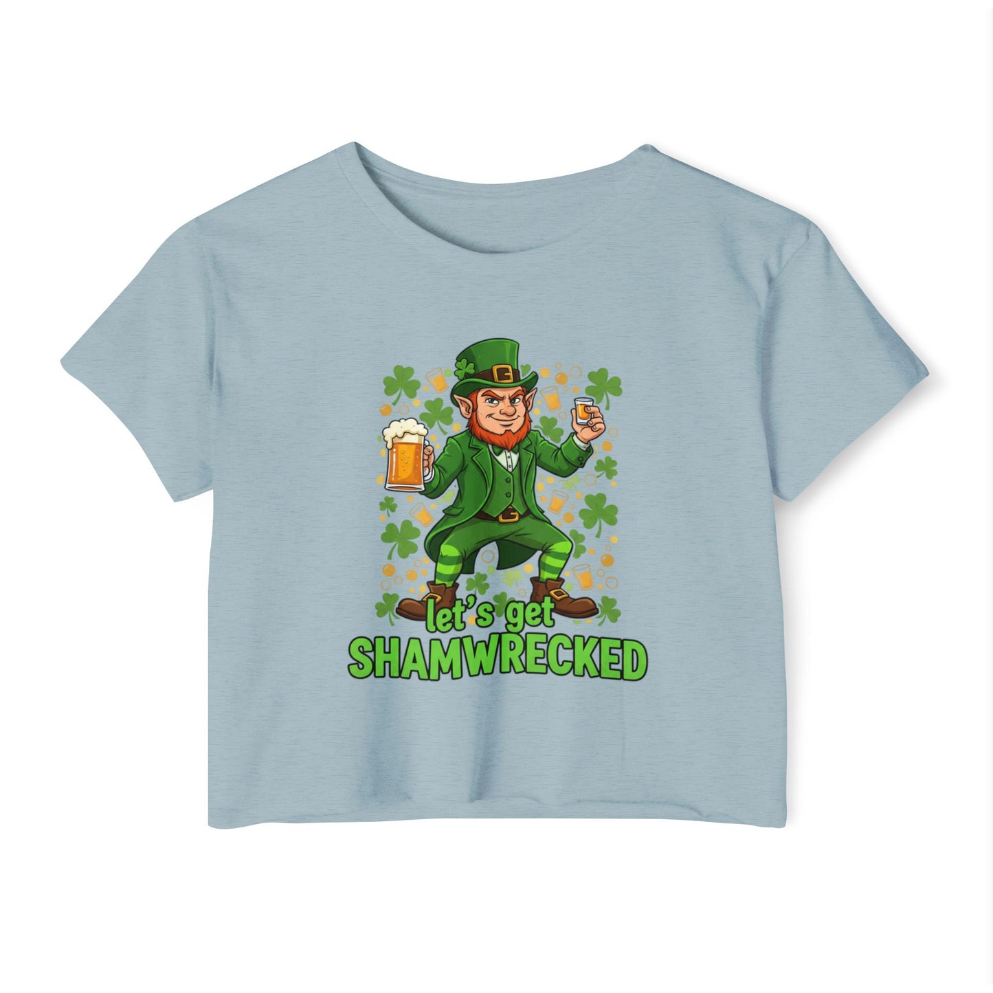 Let’s Get Shamwrecked Leprechaun Shamrock Crop Top | St. Patrick’s Day