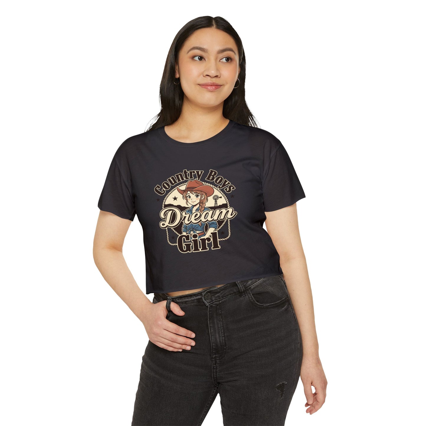 Country Boys Dream Girl Crop Top – Retro Cowgirl Festival Tee
