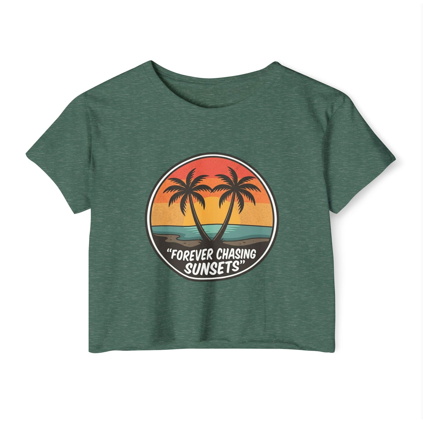 Forever Chasing Sunsets Crop Top - Vintage Palm Beach Festival Tee