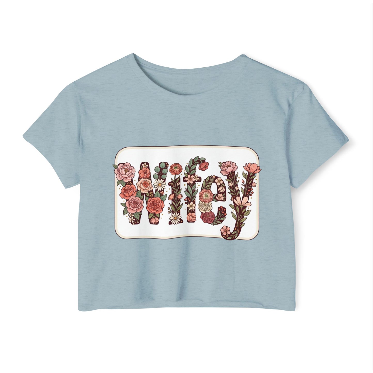 Women's 'Wifey' Floral Crop Top — Boho Festival Graphic Tee