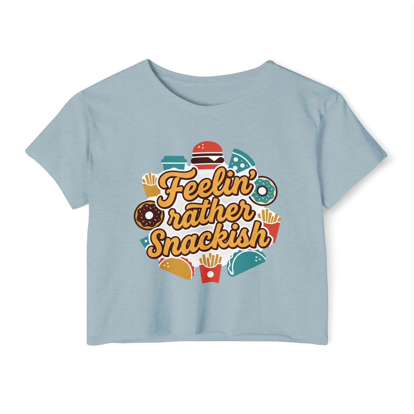 Feelin' Rather Snackish Crop Top | Food Graphic, Taco Burger Fries Donut