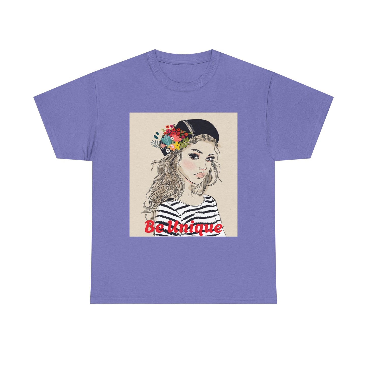 Floral Portrait Unisex Heavy Cotton Tee - Stylish & Comfortable