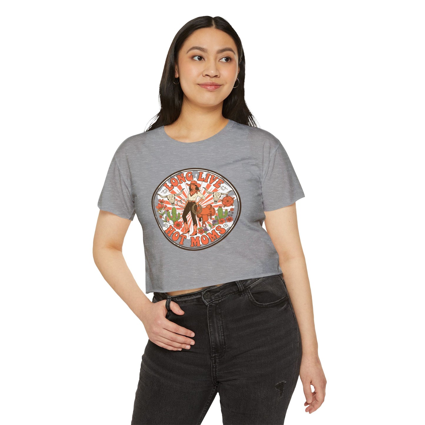 Long Live Hot Moms Crop Top | Retro Floral Pinup Mom Design, mom tee