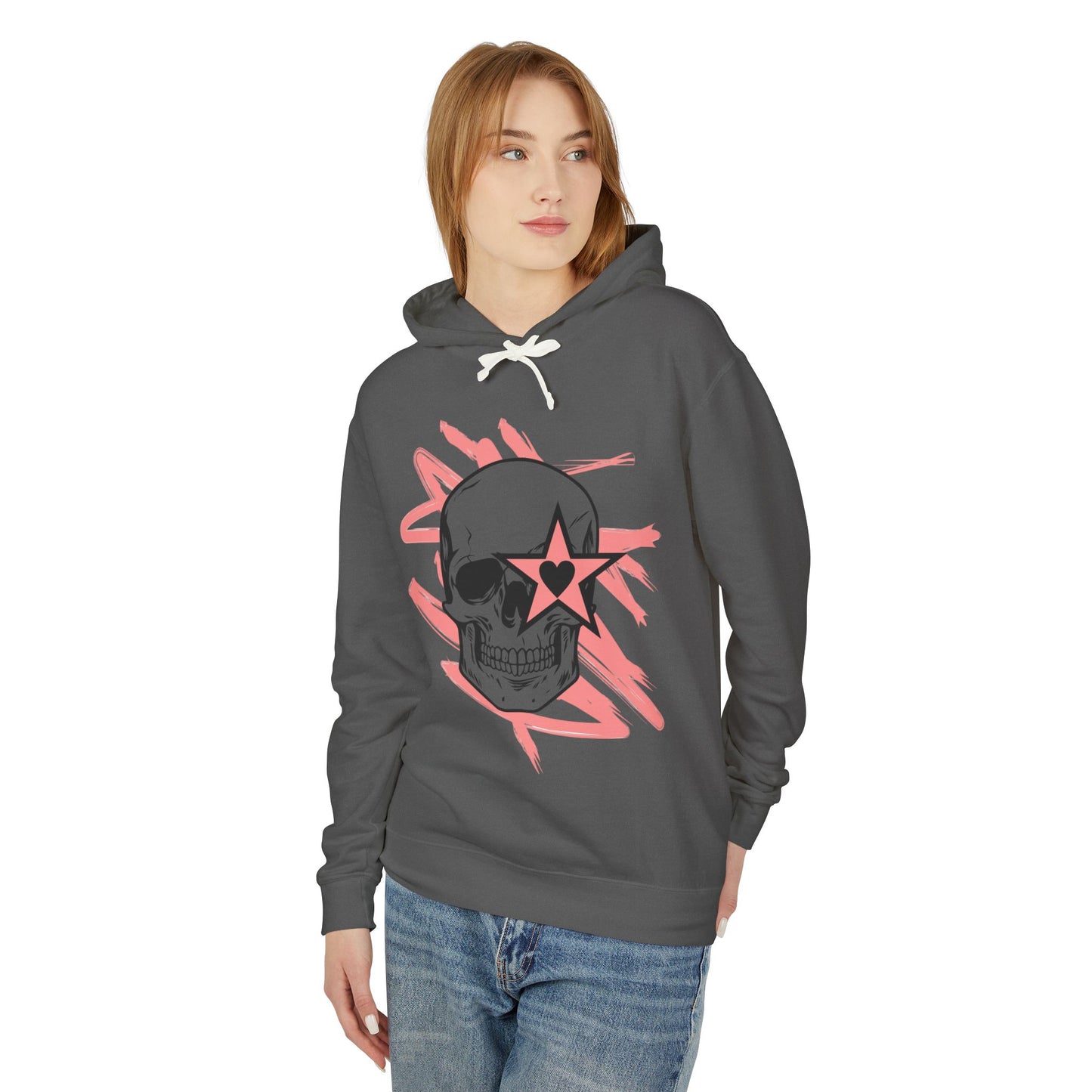 Skull and Star Lightweight Unisex Hoodie - Trendy Graphic Sweatshirt for Casual Wear