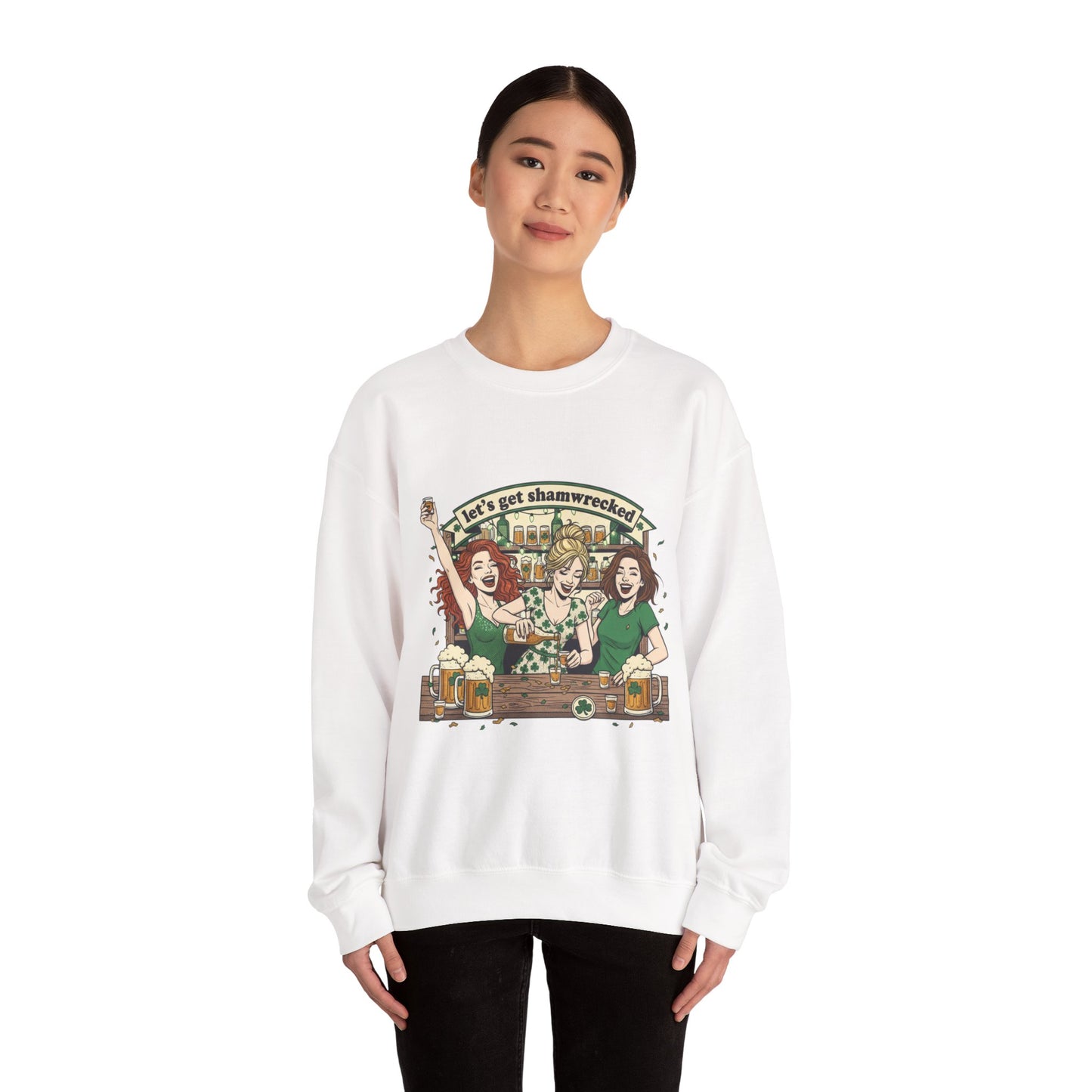 Let's Get Shamrocked Irish Pub Party Sweatshirt | St. Patrick's Day Beer Girls