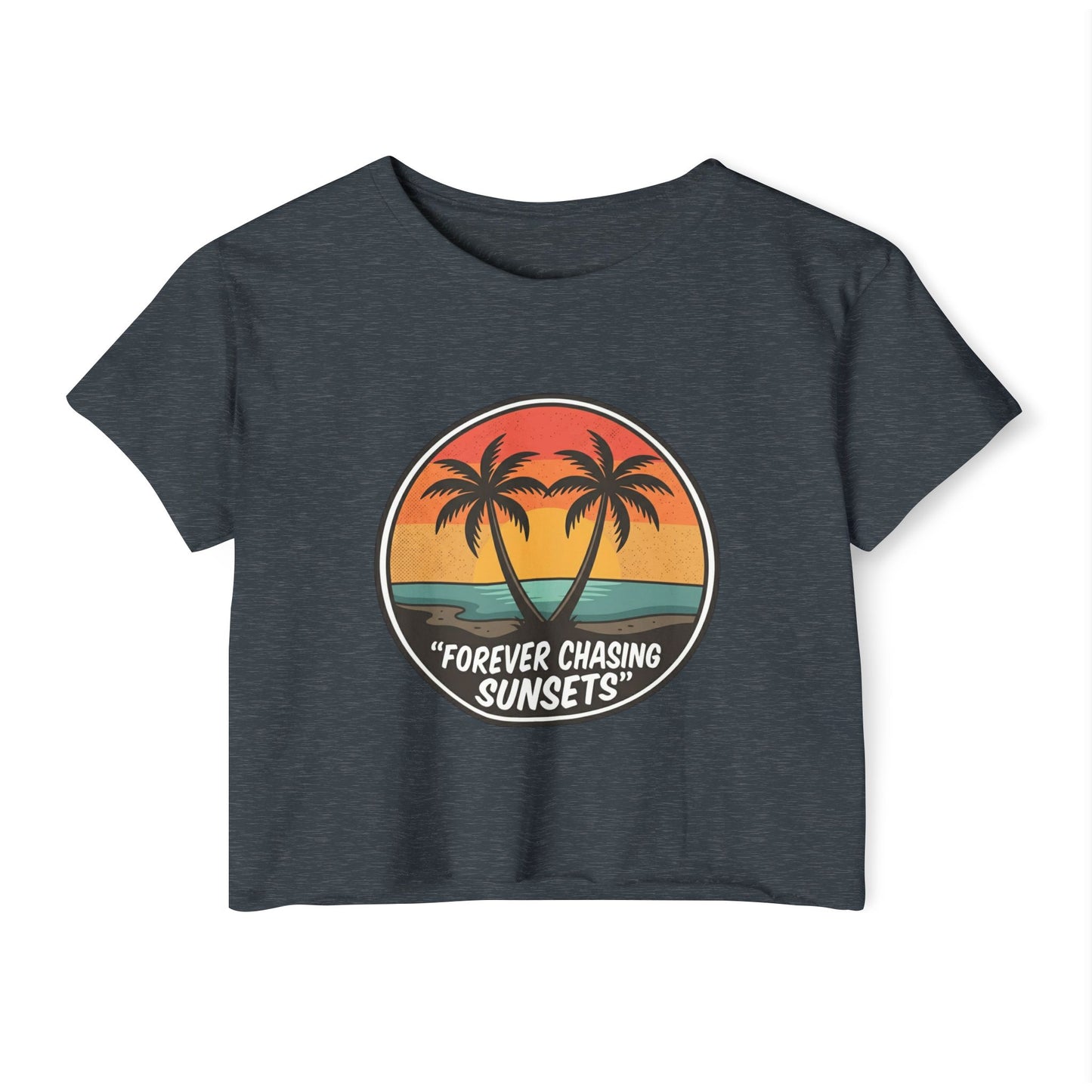 Forever Chasing Sunsets Crop Top - Vintage Palm Beach Festival Tee