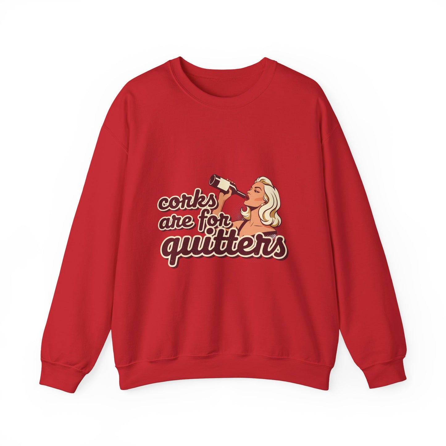 Corks Are For Quitters sweatshirt | Funny Retro Woman Drinking Design