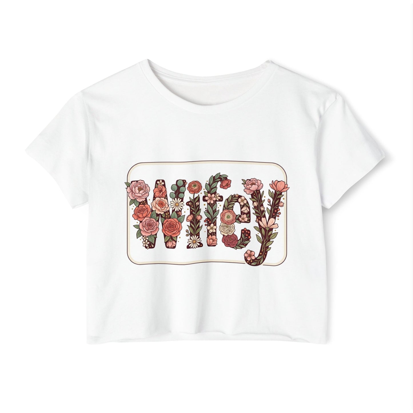 Women's 'Wifey' Floral Crop Top — Boho Festival Graphic Tee