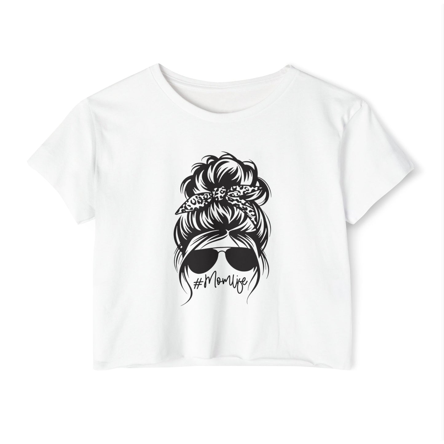 Mom Life Festival Crop Top — Messy Bun Sunglasses Graphic Tee