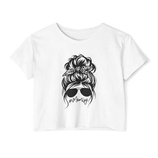 Mom Life Festival Crop Top — Messy Bun Sunglasses Graphic Tee