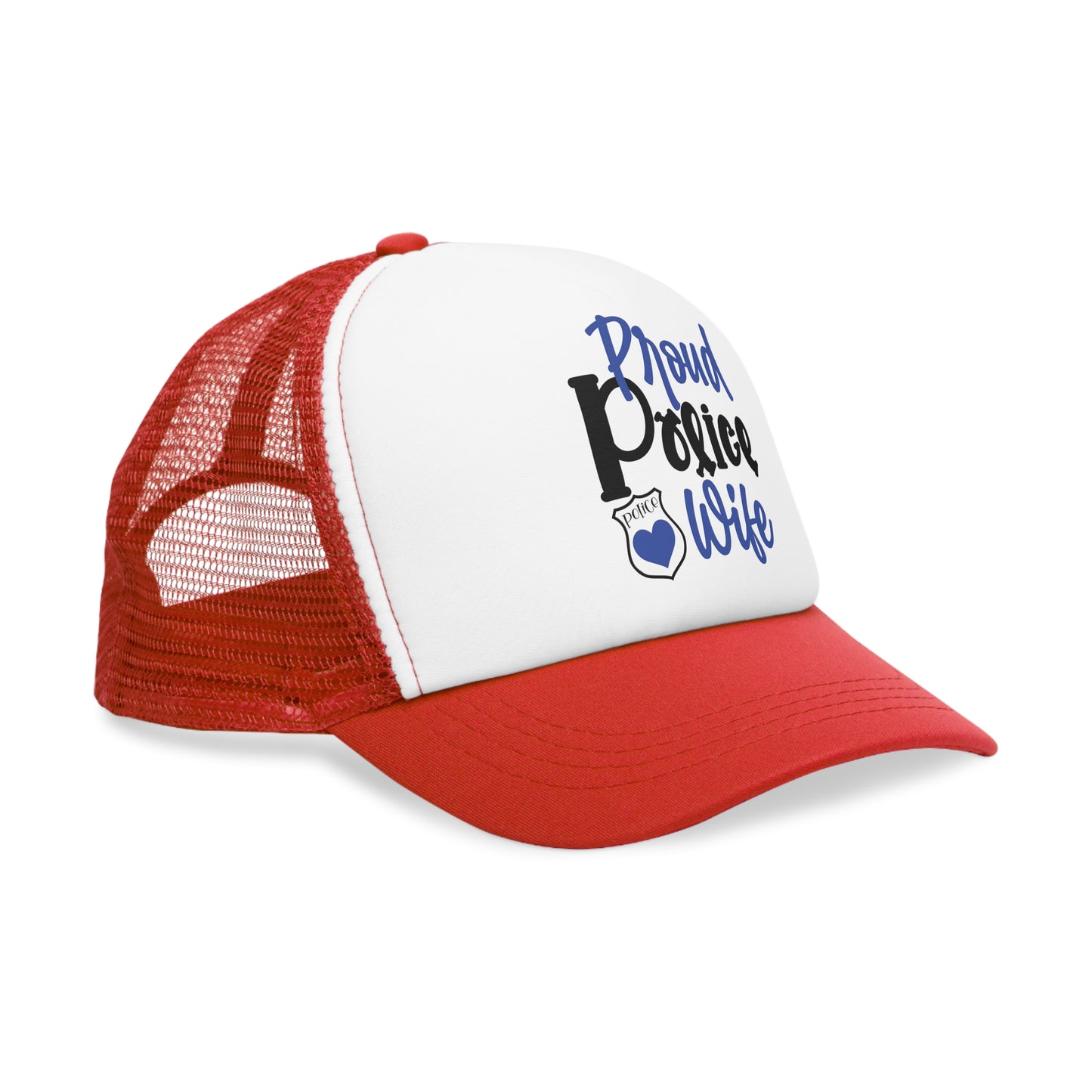 Proud Police Wife Mesh Cap, Trucker Hat, Police Family Gift, Support Police Spouse, Law Enforcement Wife Cap