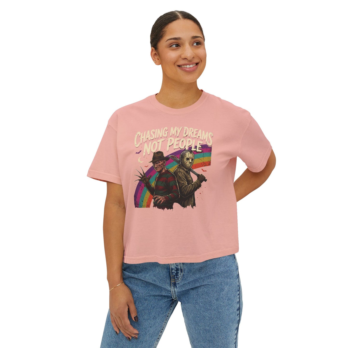 Chasing My Dreams Not People Graphic Tee | Horror Rainbow Design