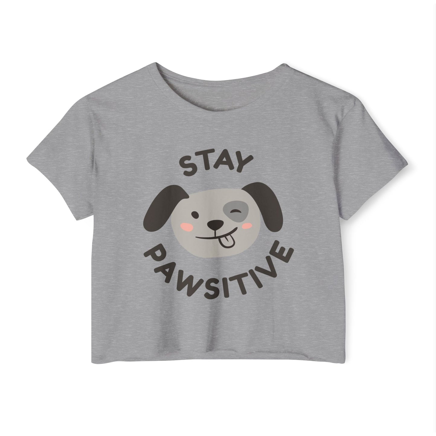 Stay Pawsitive Dog Crop Top — Women's Cute Festival Tee