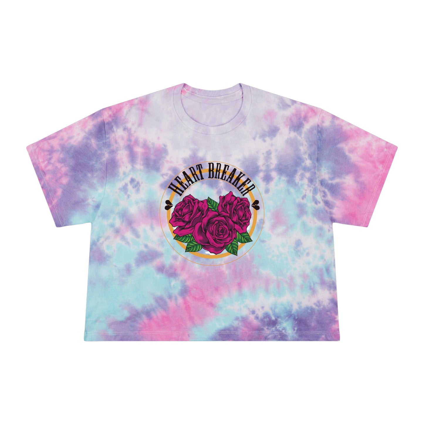 Heart Breaker Rose Artwork Crop Tee | Blue Tie-Dye