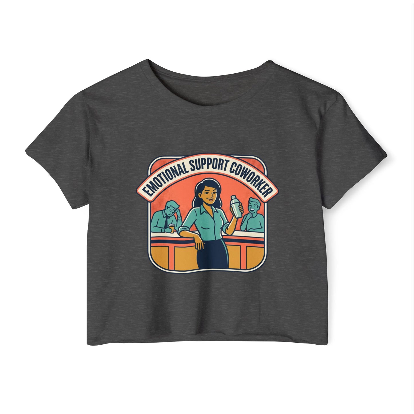 Emotional Support Coworker Crop Top — Retro Office Lady Festival Tee