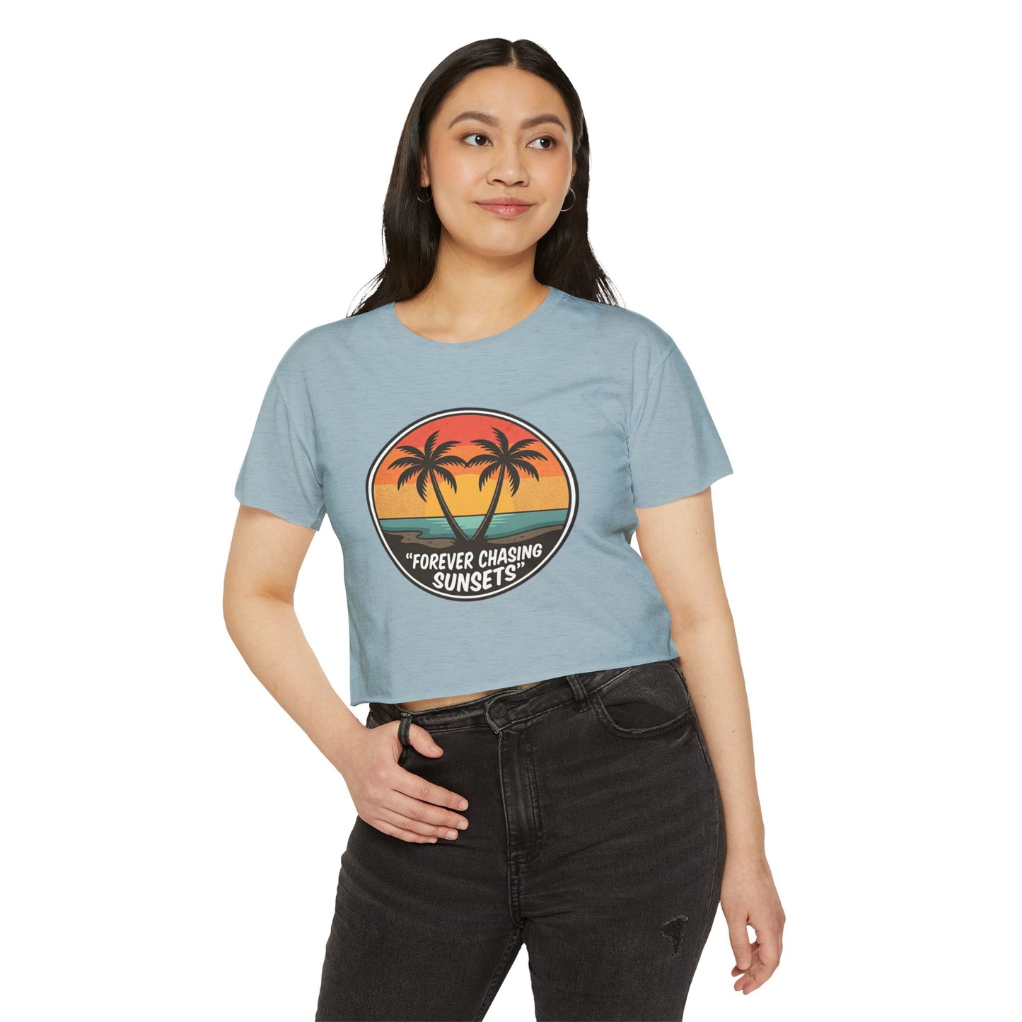 Forever Chasing Sunsets Crop Top - Vintage Palm Beach Festival Tee