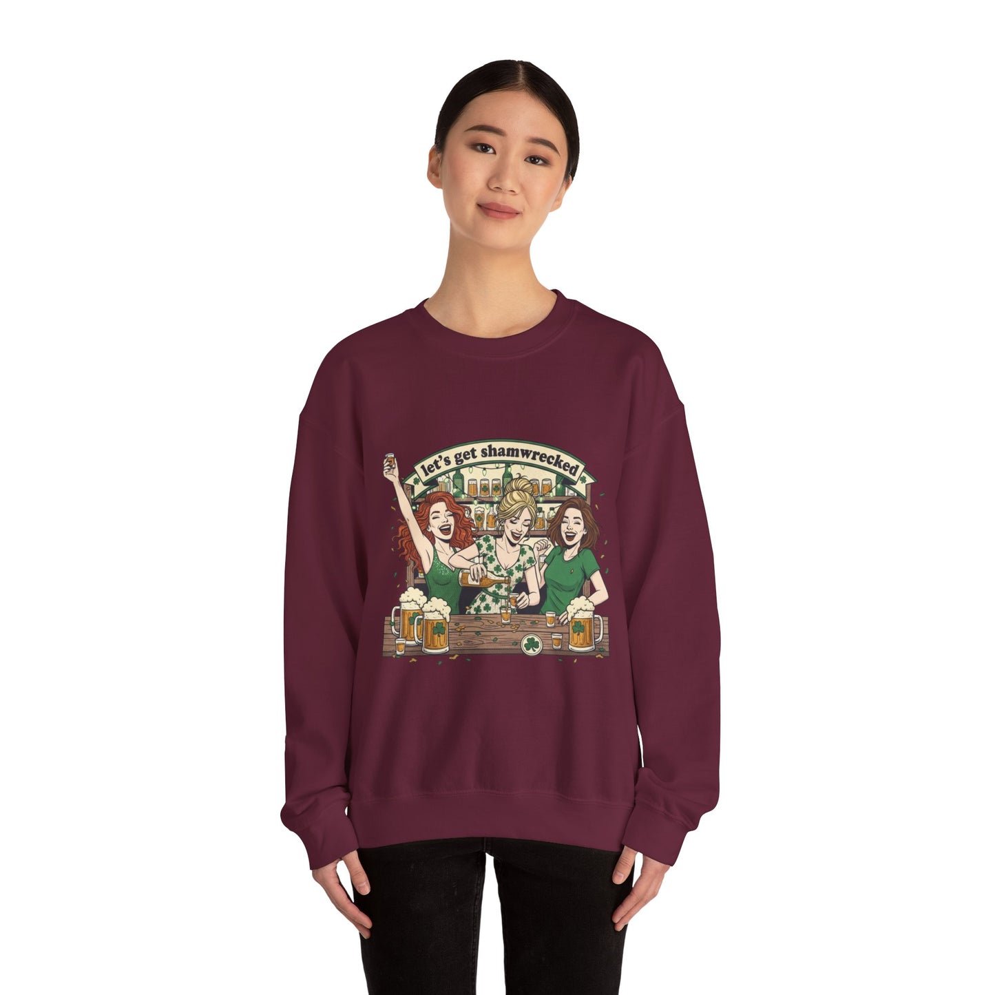 Let's Get Shamrocked Irish Pub Party Sweatshirt | St. Patrick's Day Beer Girls