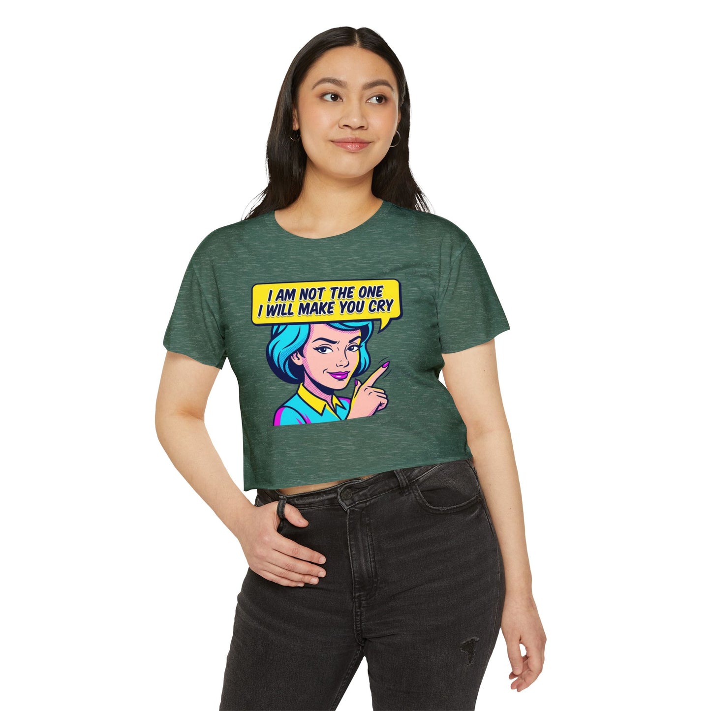 Crop Top — Retro Pop Art “I Am Not The One I Will Make You Cry” Festival Tee