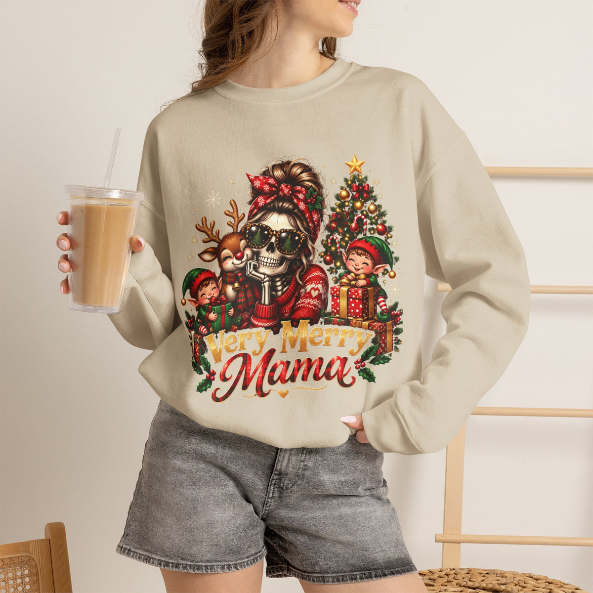 Very Merry Mama Christmas Family Design Sweatshirt