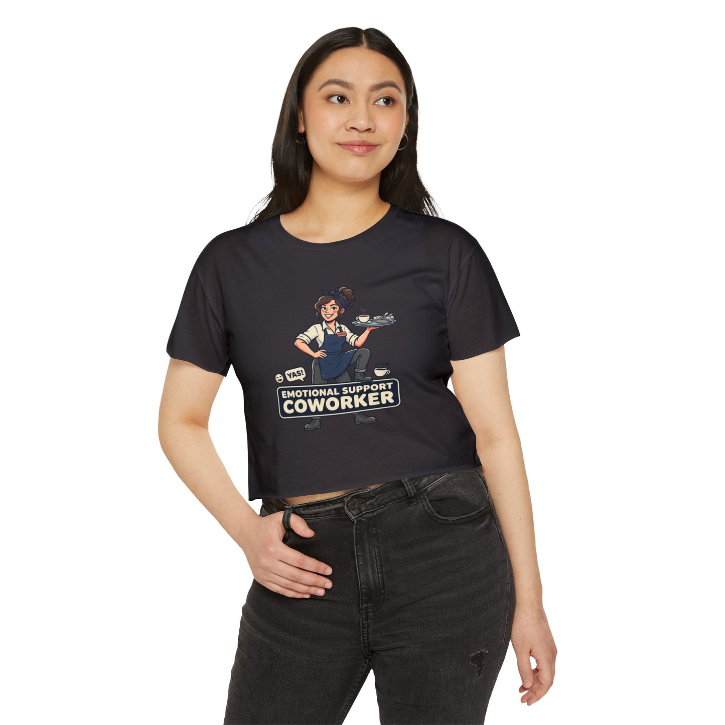 Emotional Support Coworker Crop Top — Funny Festival Women's Tee