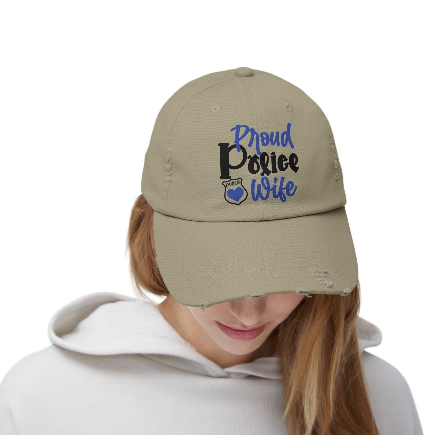 Proud Police Wife Cap, Unisex Distressed Cap for Police Family, Supportive Police Wife Gift, Casual Everyday Hat, Unique Law [...]