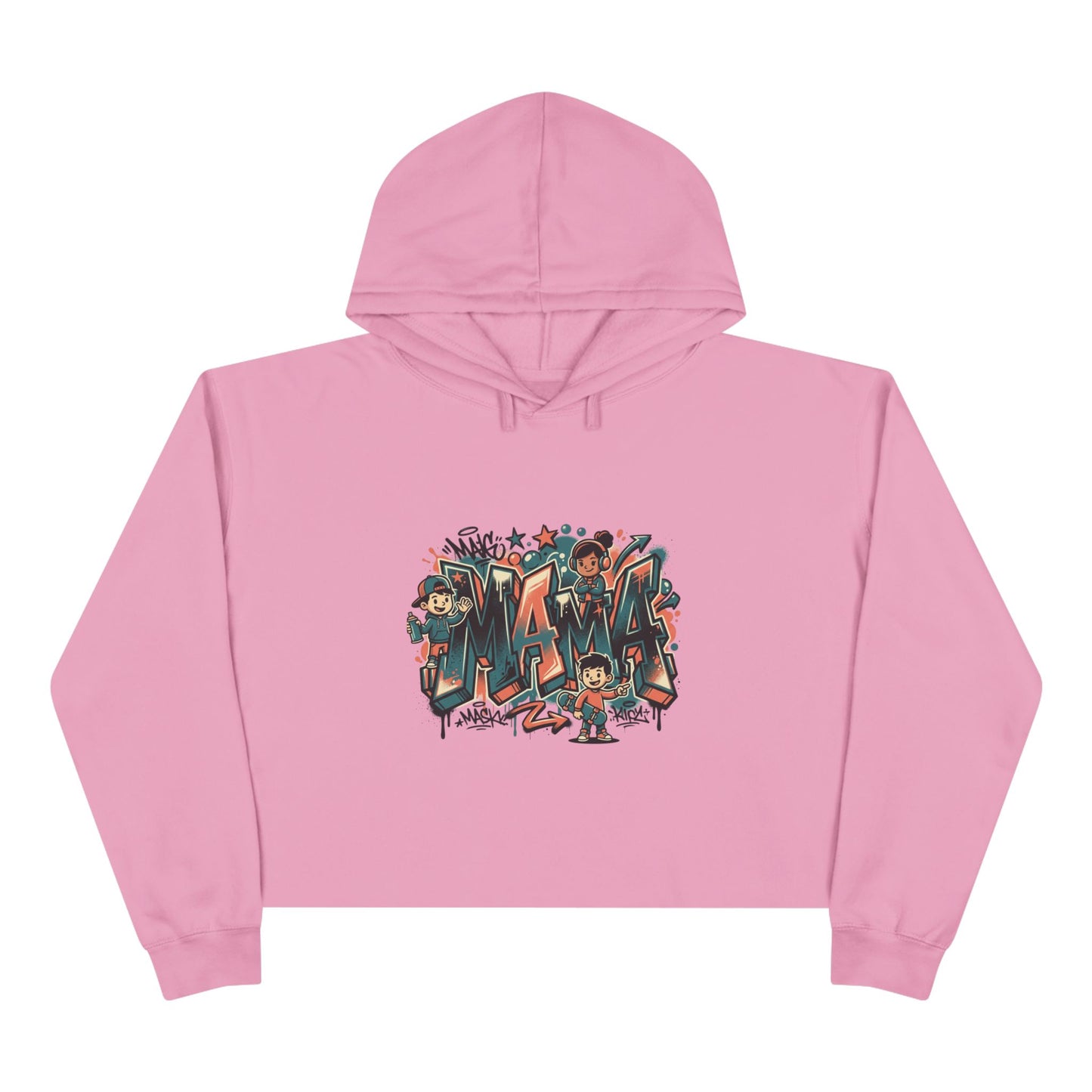 Graffiti Mural Cartoon Characters Crop Hoodie | Urban Street Art, Colorful Lettering
