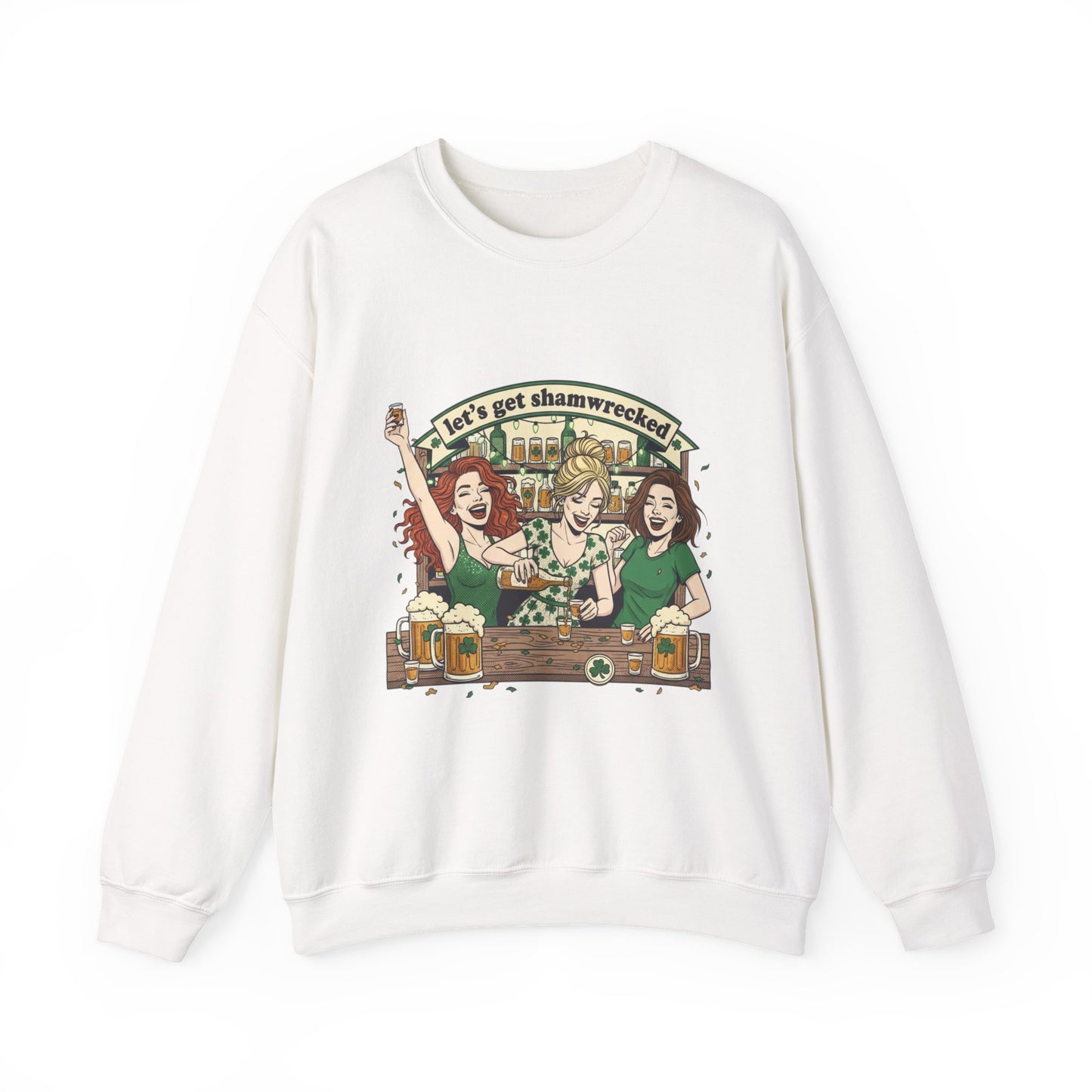 Let's Get Shamrocked Irish Pub Party Sweatshirt | St. Patrick's Day Beer Girls