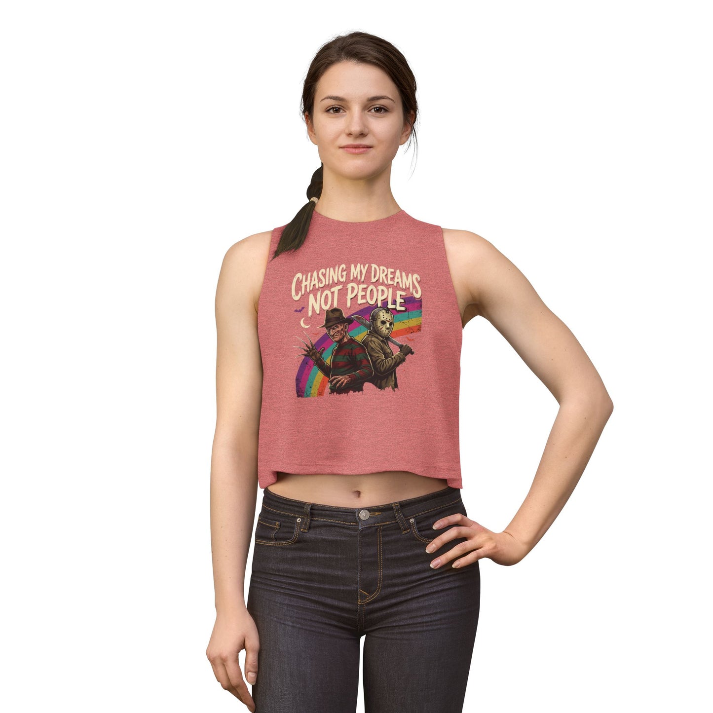 Chasing My Dreams Not People Crop Top | Retro Horror Movie Mashup
