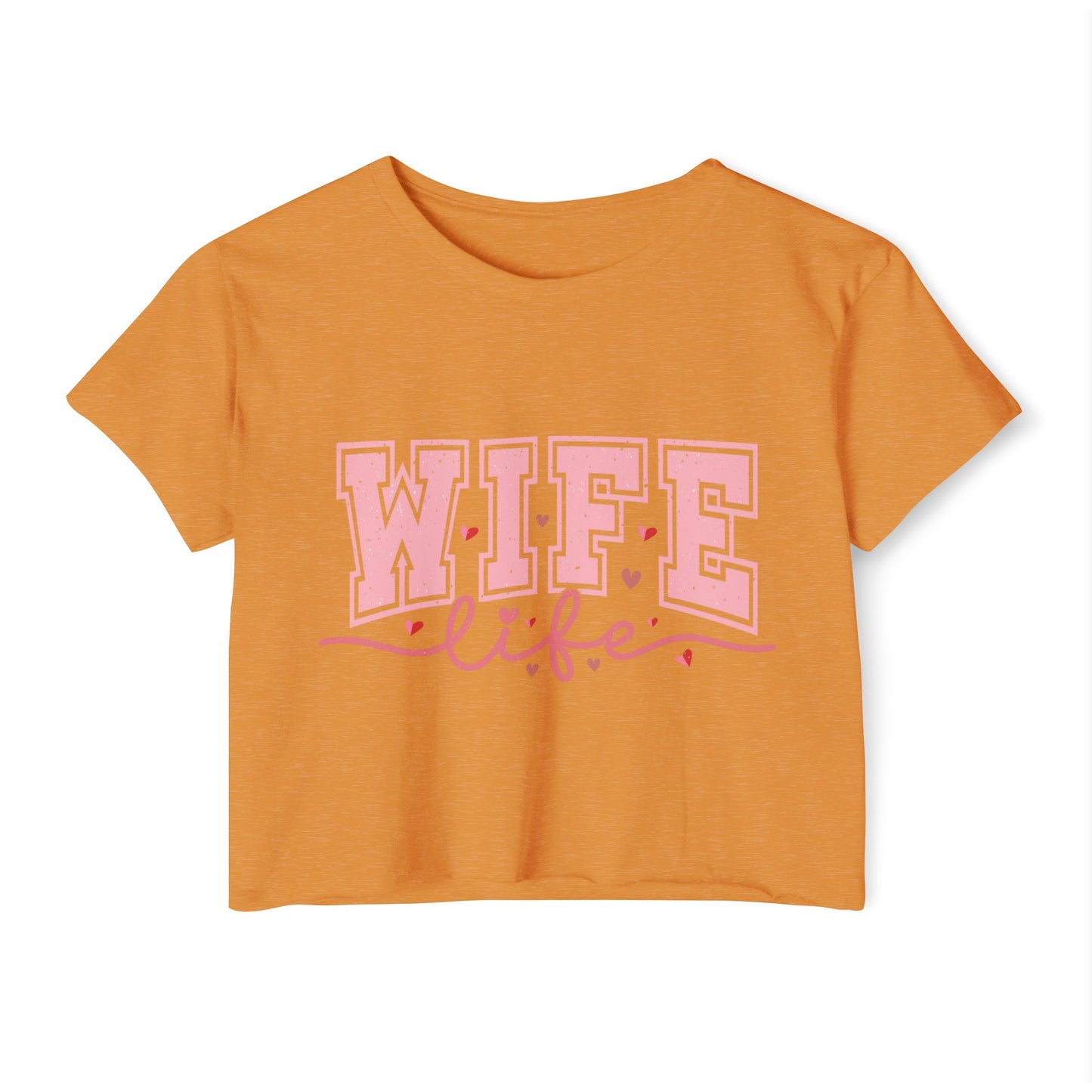 Wife Life Crop Top — Pink Retro Varsity "WIFE life" Festival Tee