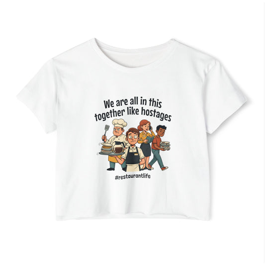Restaurant Staff Cartoon We Are All In This Together crop top | #restaurantlife