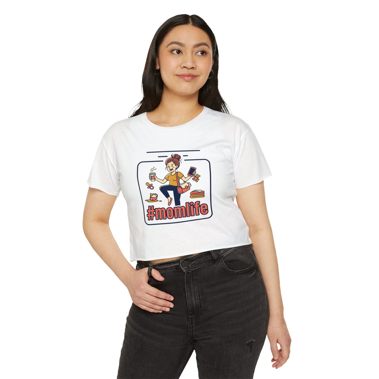 #momlife Crop Top — Cute Mom Life Graphic Women's Festival Tee